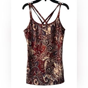 Kira Grace Yoga Activewear Workout Tank Top Sz S Paisley Built In Bra